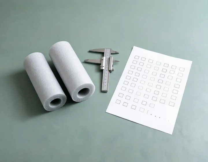 Foam roller samples with measurement tools